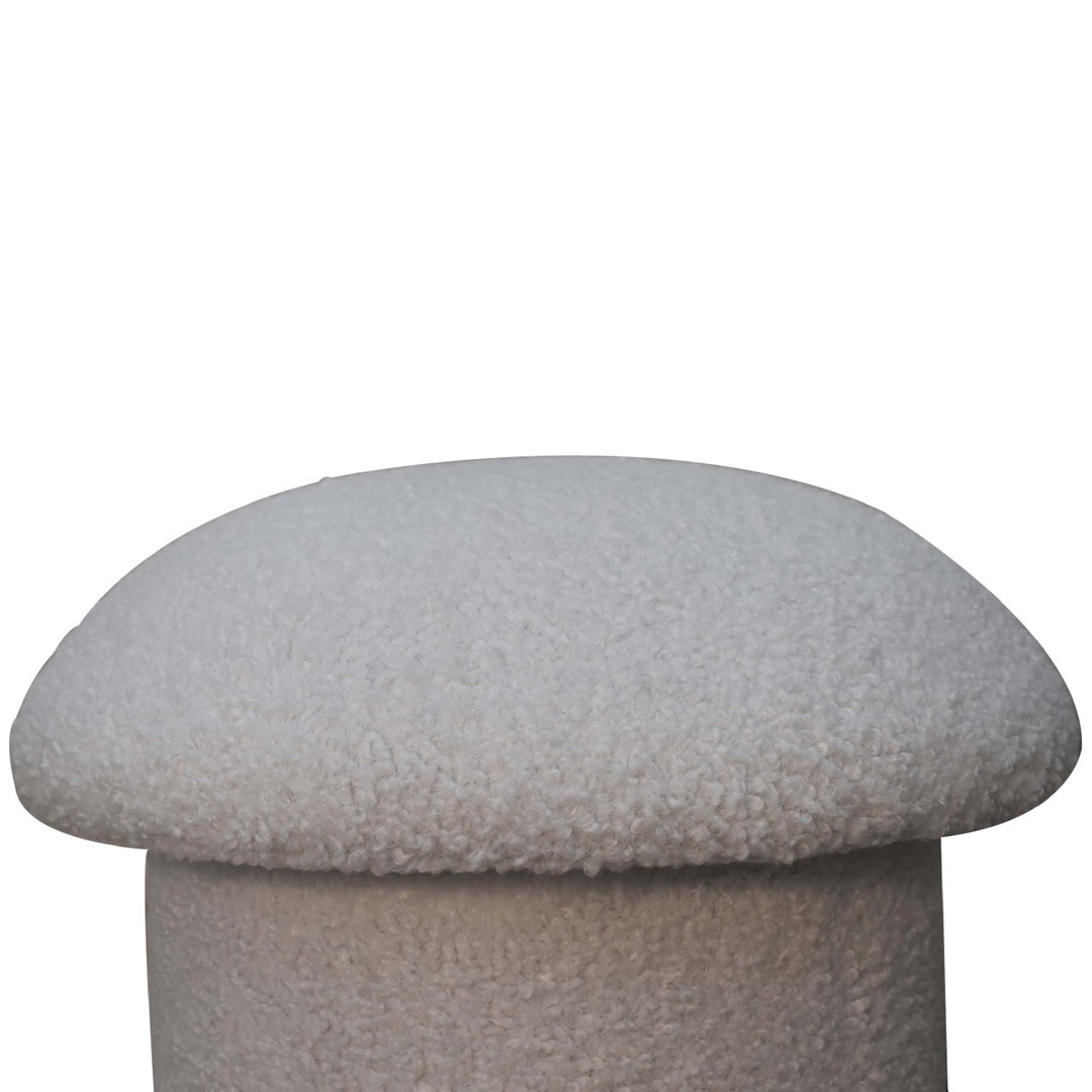 White Boucle Mushroom Footstool - Smiddy Furniture
