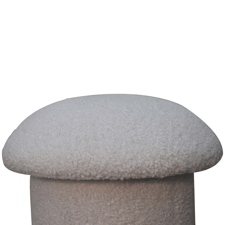 White Boucle Mushroom Footstool - Smiddy Furniture
