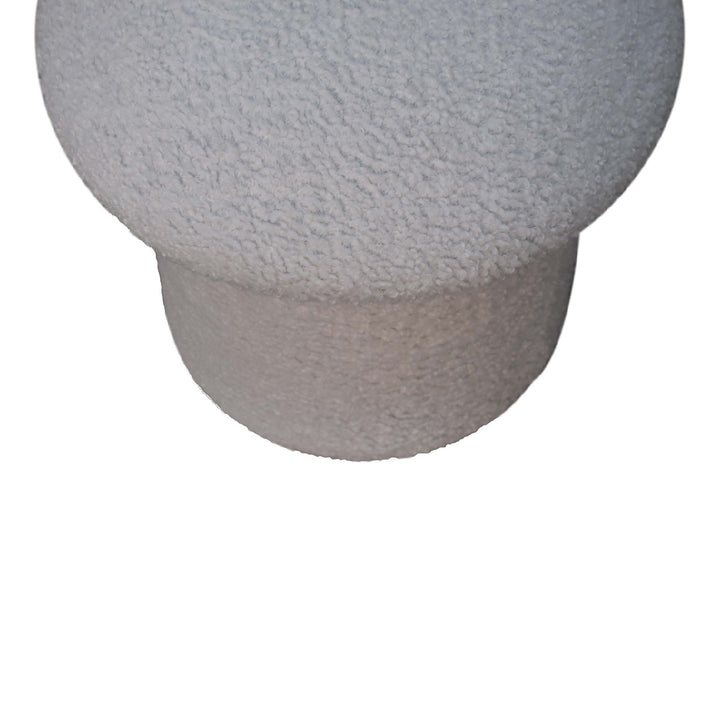 White Boucle Mushroom Footstool - Smiddy Furniture