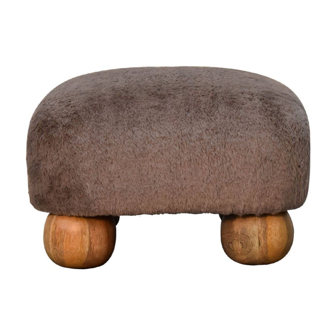Mocha Faux Fur Nordic Footstool-Smiddy Furniture