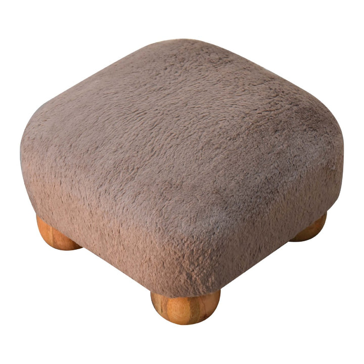 Mocha Faux Fur Nordic Footstool-Smiddy Furniture