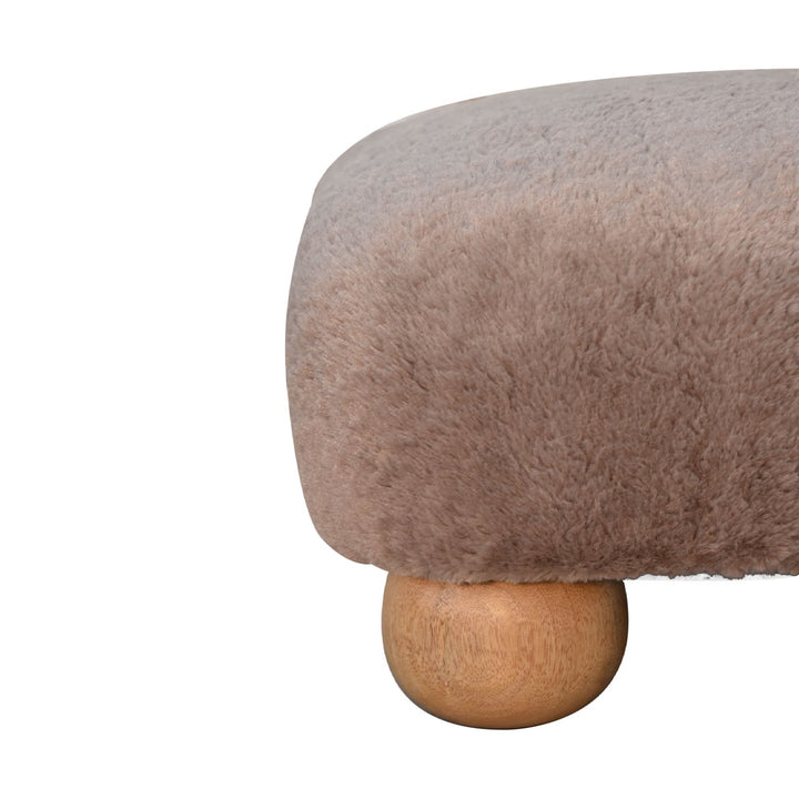 Mocha Faux Fur Nordic Footstool-Smiddy Furniture