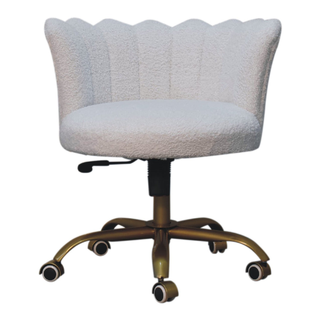 White Boucle Swivel Chair - Smiddy Furniture