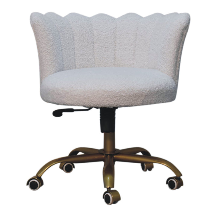 White Boucle Swivel Chair - Smiddy Furniture