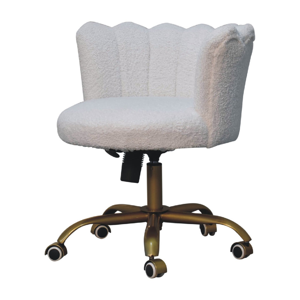White Boucle Swivel Chair - Smiddy Furniture