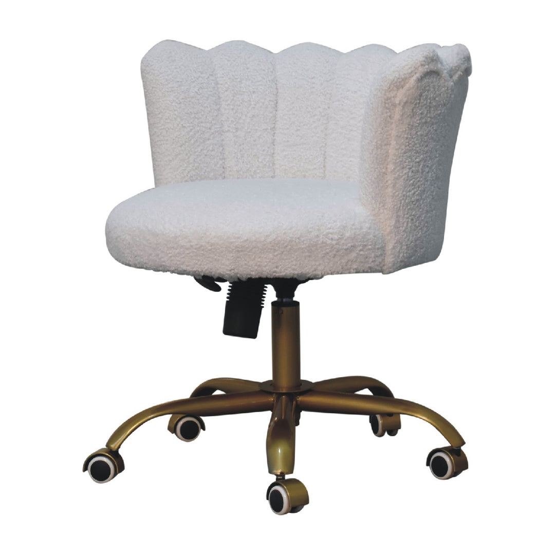 White Boucle Swivel Chair - Smiddy Furniture