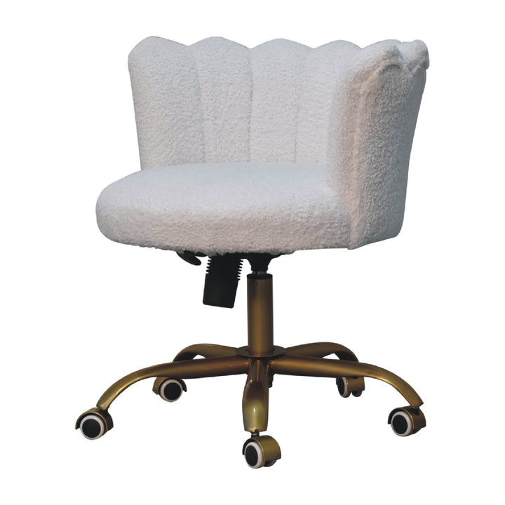 White Boucle Swivel Chair - Smiddy Furniture