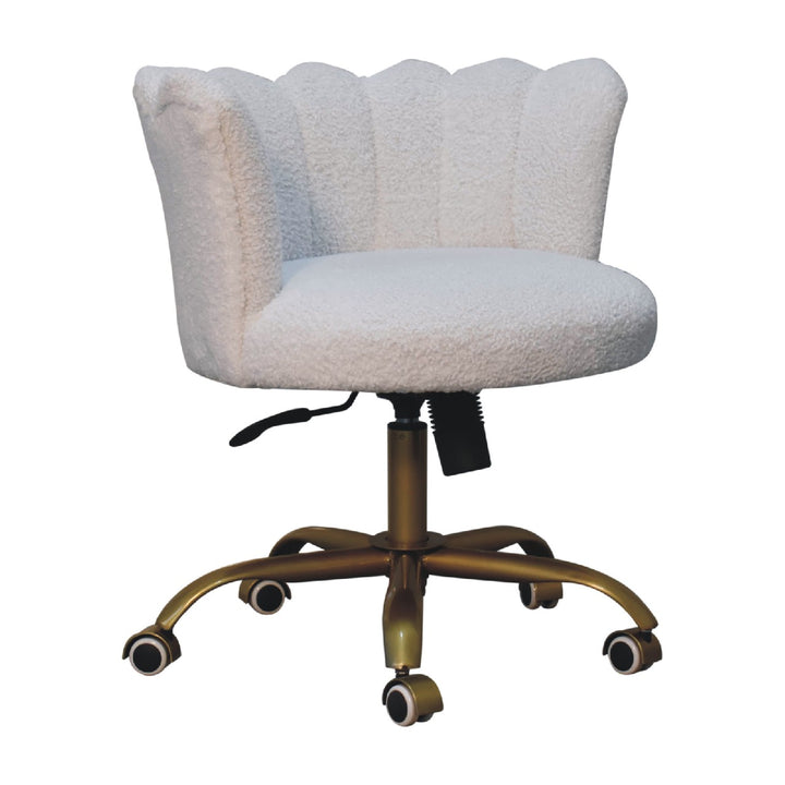 White Boucle Swivel Chair - Smiddy Furniture