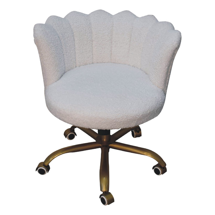White Boucle Swivel Chair - Smiddy Furniture