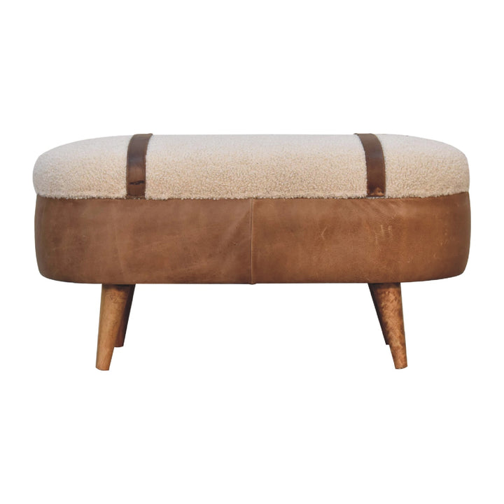 Tan Buffalo Bouclé Nordic Bench