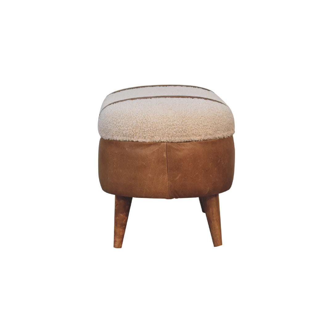 Tan Buffalo Bouclé Nordic Bench