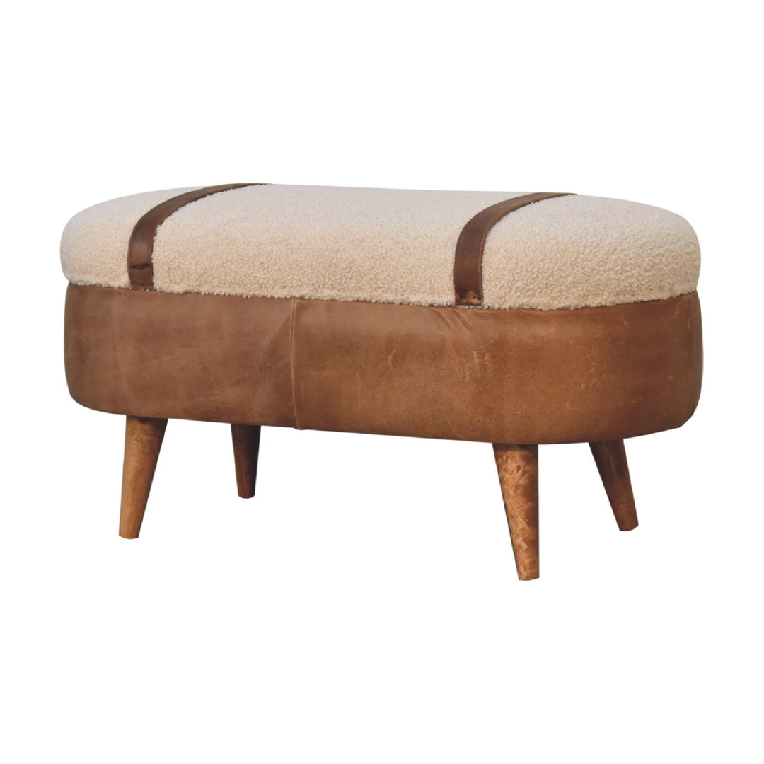 Tan Buffalo Bouclé Nordic Bench