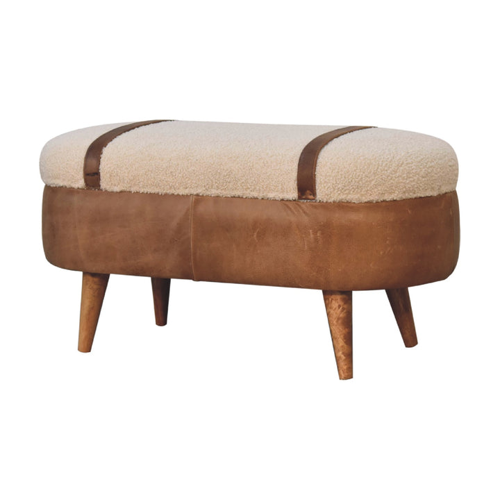 Tan Buffalo Bouclé Nordic Bench