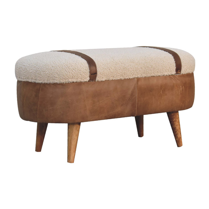Tan Buffalo Bouclé Nordic Bench