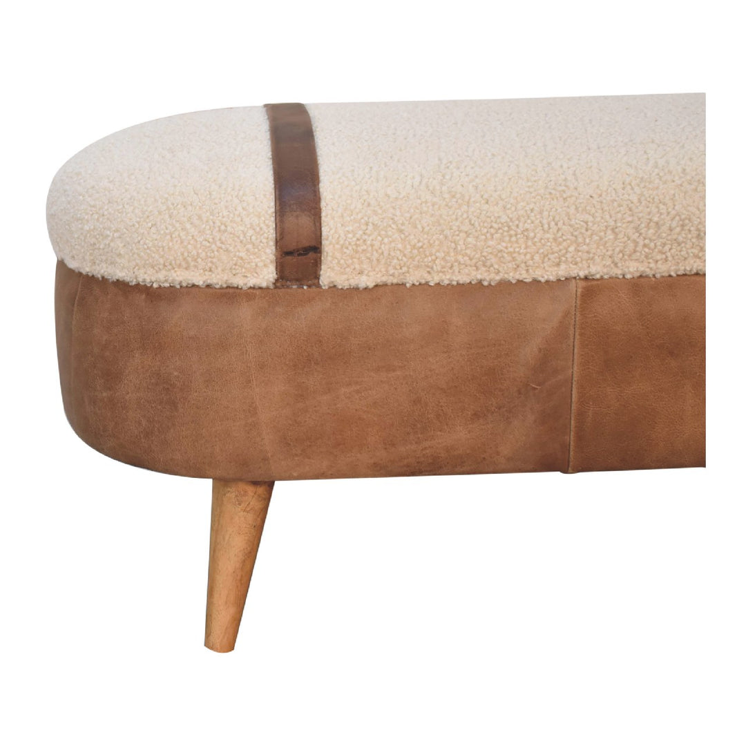 Tan Buffalo Bouclé Nordic Bench
