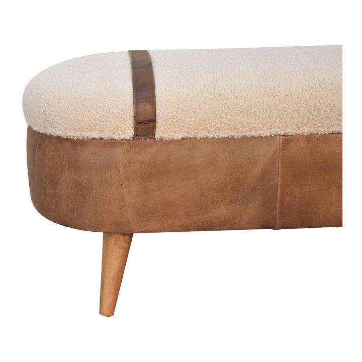 Tan Buffalo Bouclé Nordic Bench