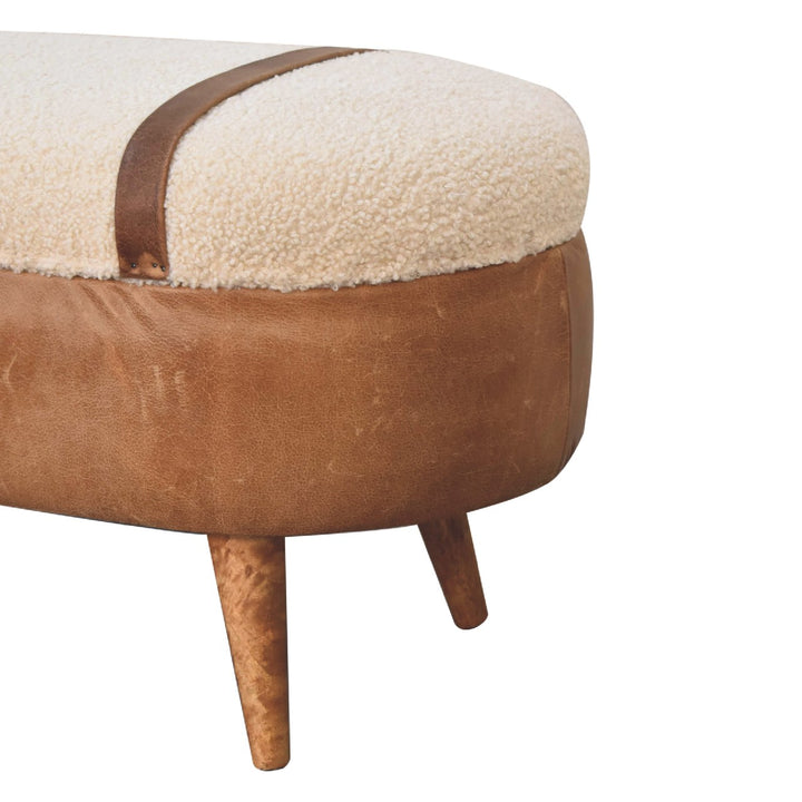 Tan Buffalo Bouclé Nordic Bench