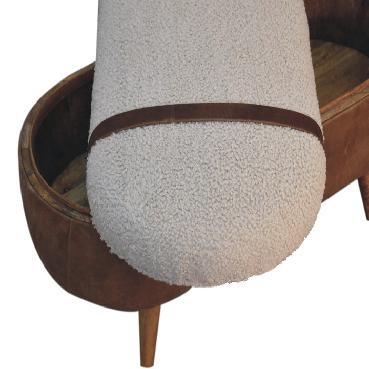 Tan Buffalo Bouclé Nordic Bench