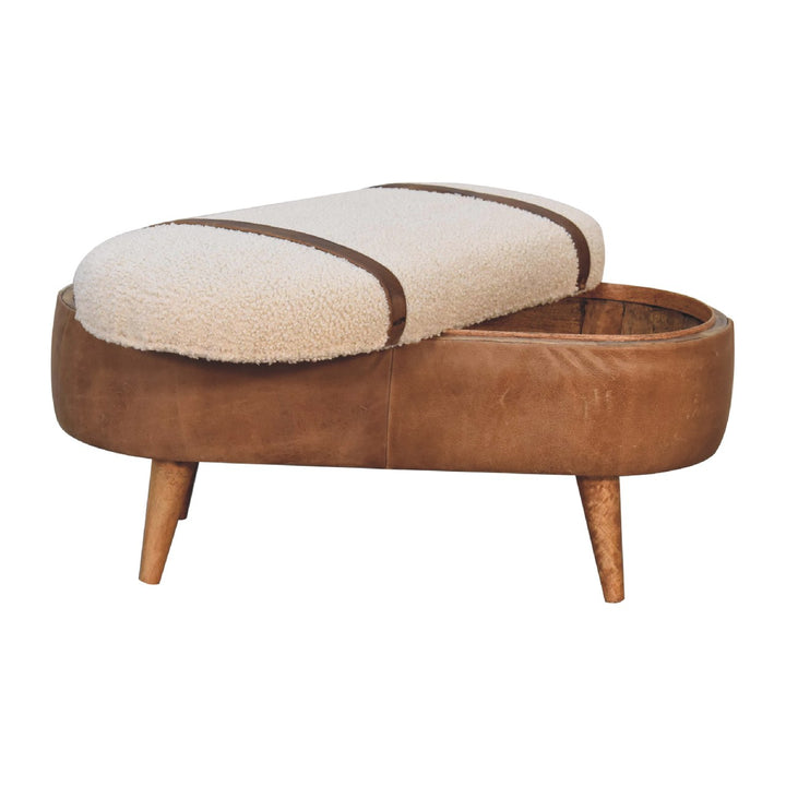 Tan Buffalo Bouclé Nordic Bench