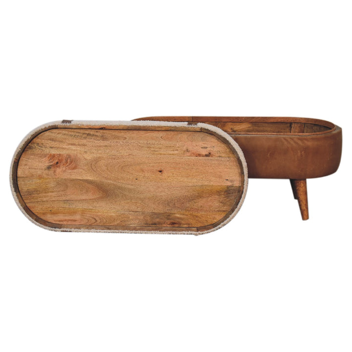 Tan Buffalo Bouclé Nordic Bench
