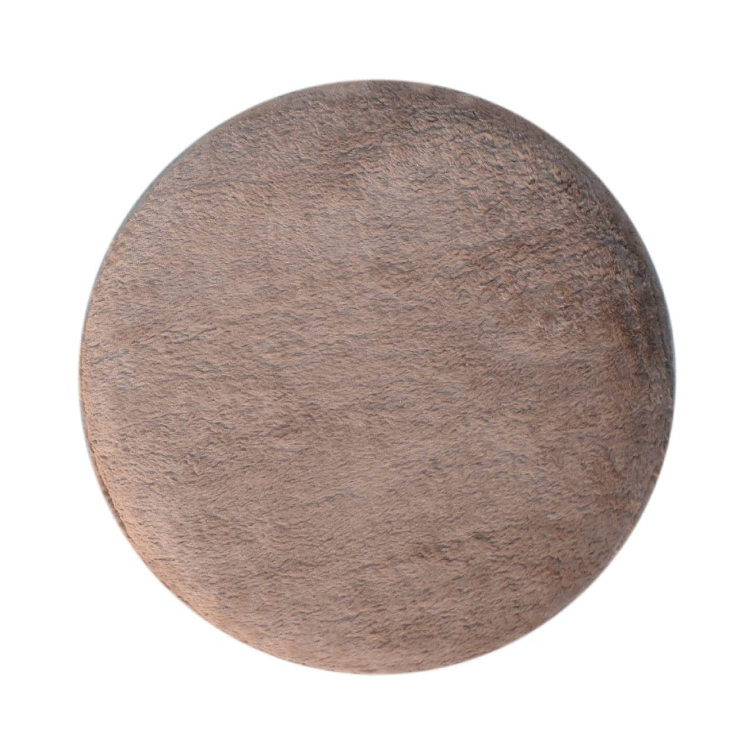 Mocha Faux Fur Round Footstool-Smiddy Furniture