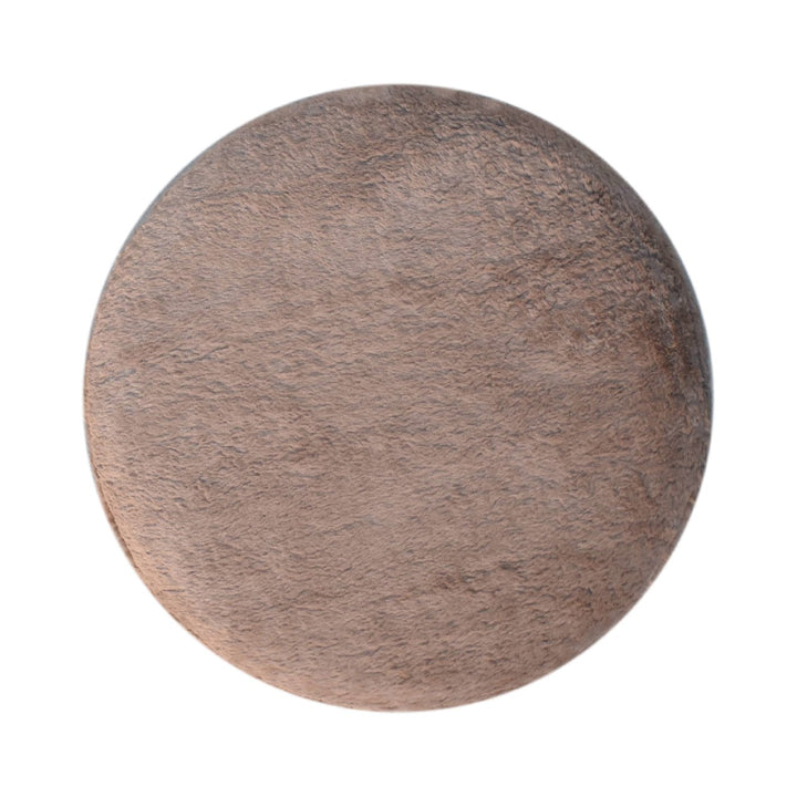 Mocha Faux Fur Round Footstool-Smiddy Furniture