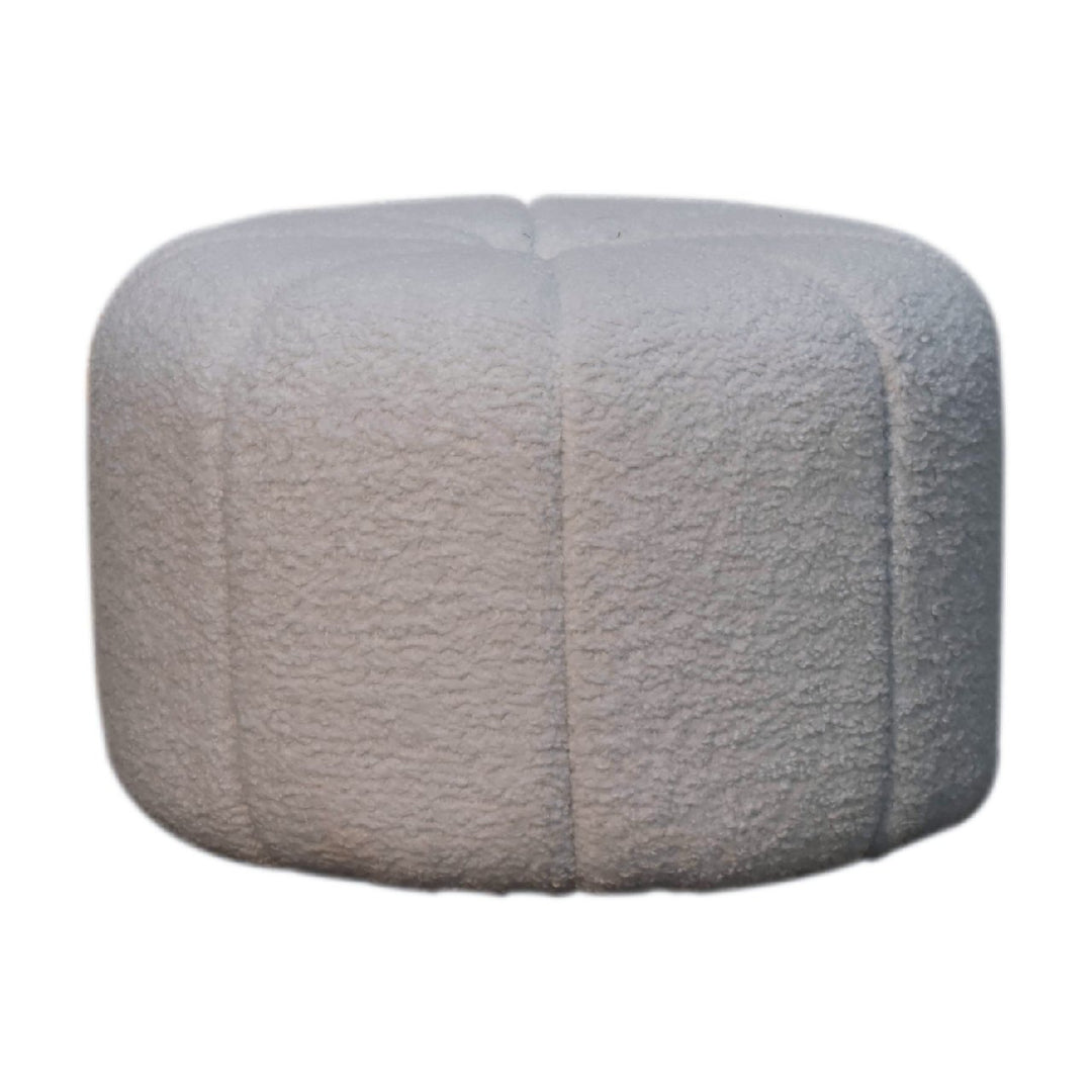 White Boucle Circus Footstool - Smiddy Furniture