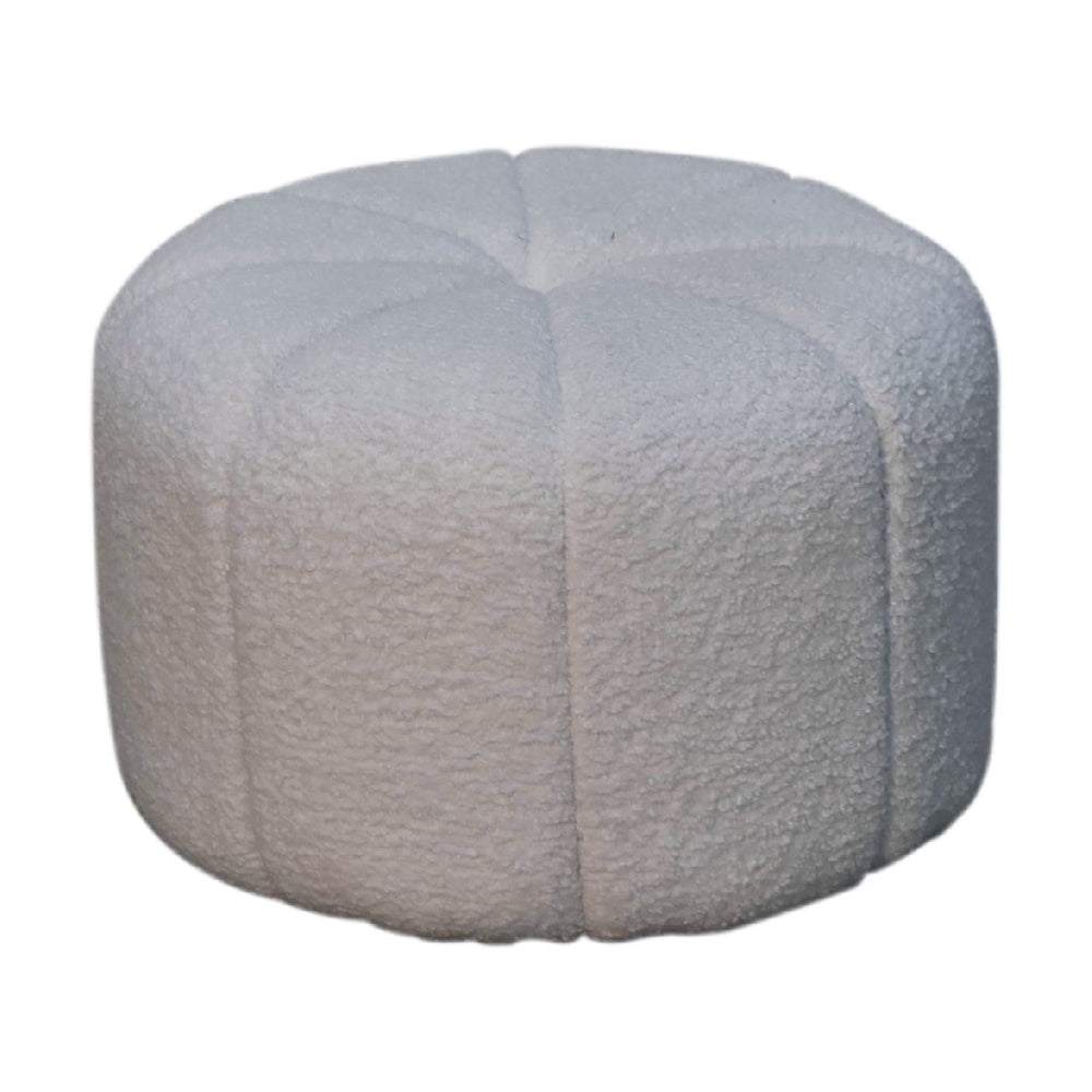 White Boucle Circus Footstool - Smiddy Furniture