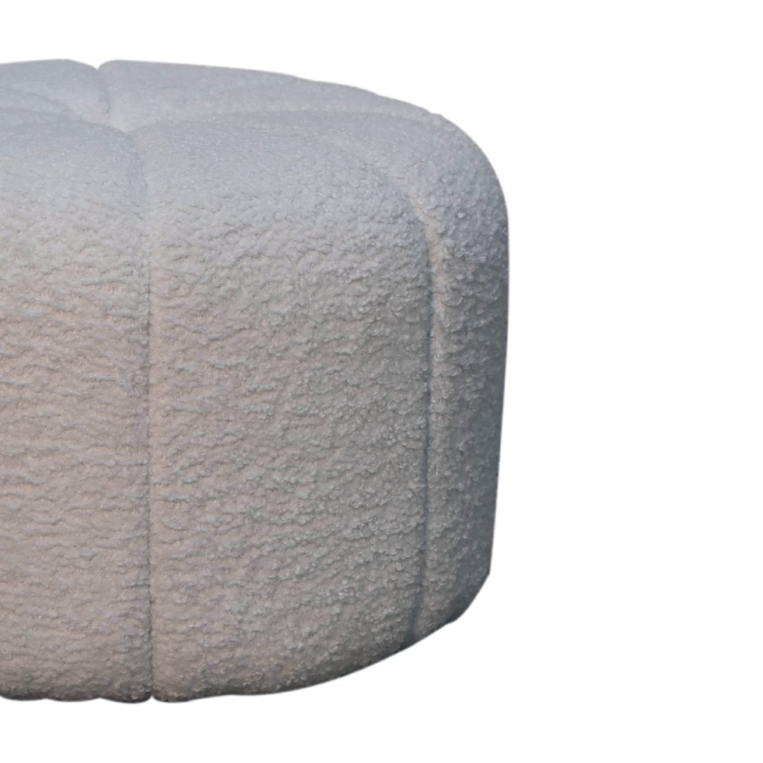 White Boucle Circus Footstool - Smiddy Furniture