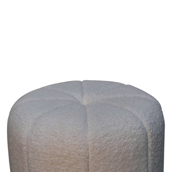 White Boucle Circus Footstool - Smiddy Furniture