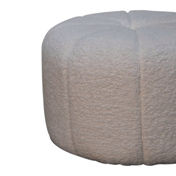 White Boucle Circus Footstool - Smiddy Furniture