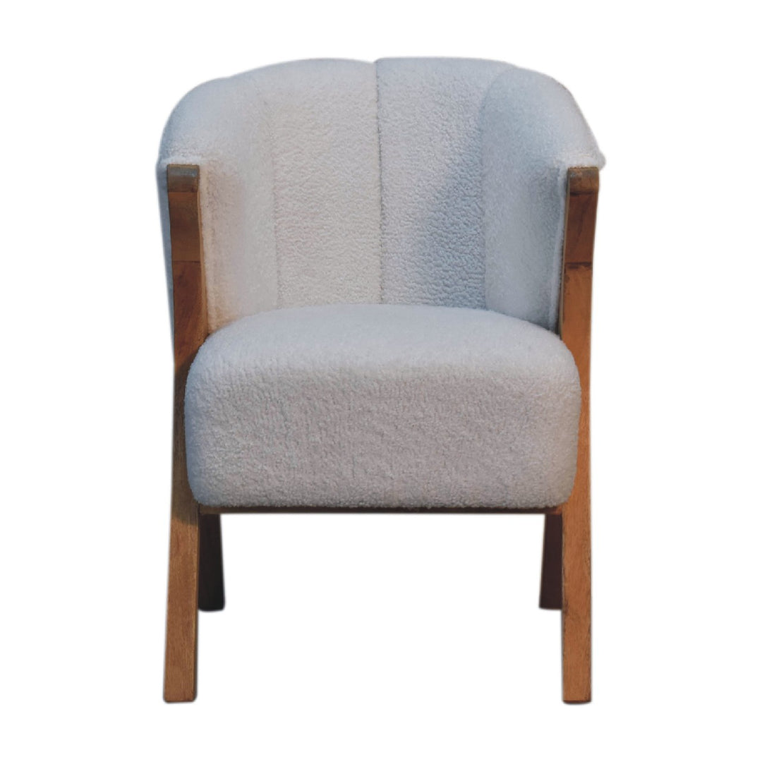 White Boucle Minimalistic Chair - Smiddy Furniture
