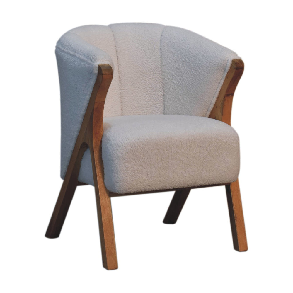 White Boucle Minimalistic Chair - Smiddy Furniture