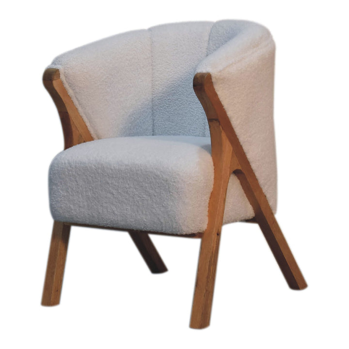 White Boucle Minimalistic Chair - Smiddy Furniture