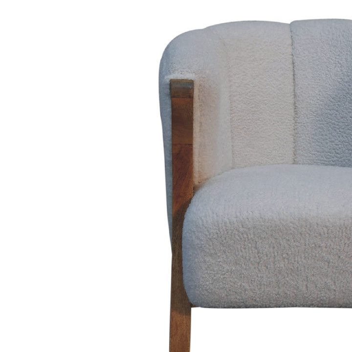 White Boucle Minimalistic Chair - Smiddy Furniture