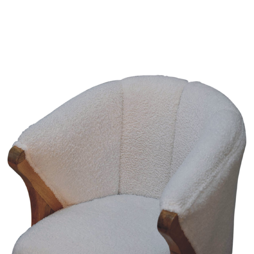 White Boucle Minimalistic Chair - Smiddy Furniture