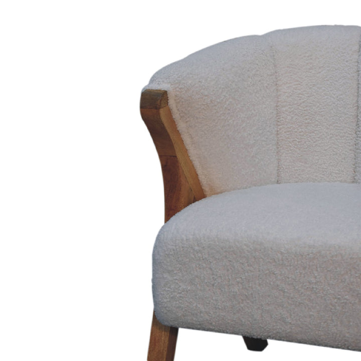 White Boucle Minimalistic Chair - Smiddy Furniture