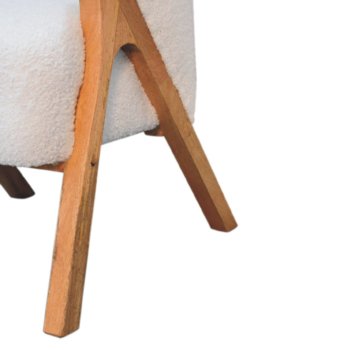 White Boucle Minimalistic Chair - Smiddy Furniture