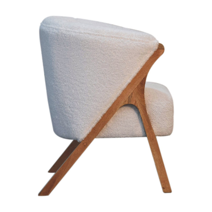 White Boucle Minimalistic Chair - Smiddy Furniture