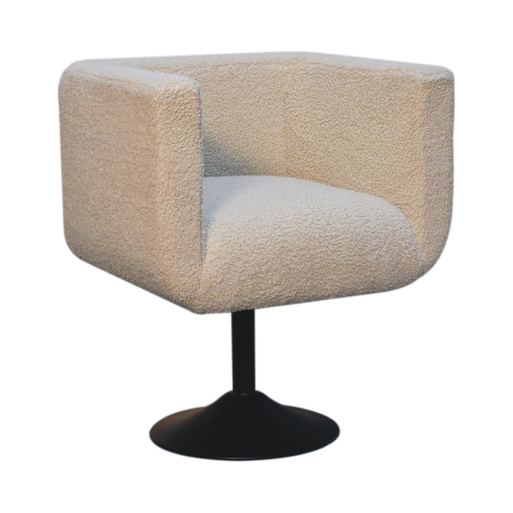 Cream Boucle Swivel Chair-Smiddy Furniture