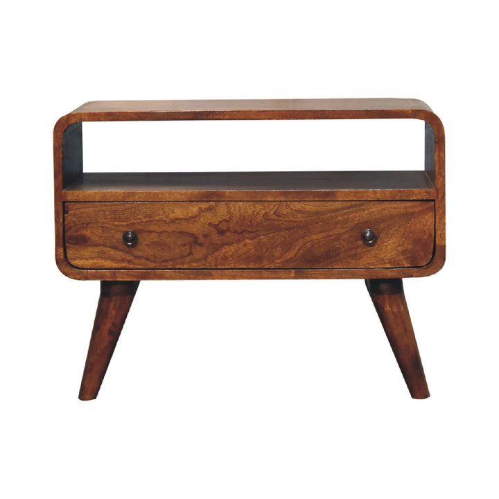 Mini Chestnut Curved Media Unit-Smiddy Furniture