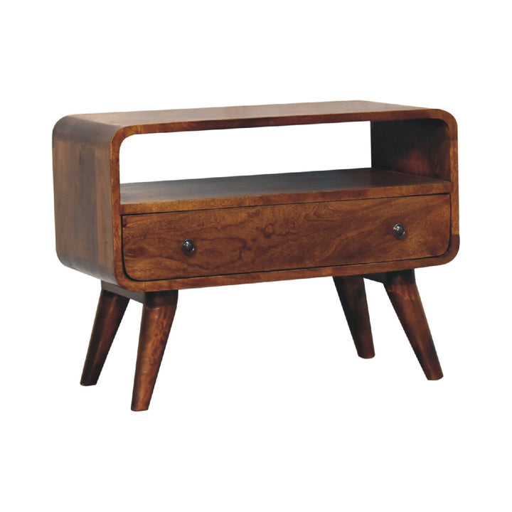 Mini Chestnut Curved Media Unit-Smiddy Furniture