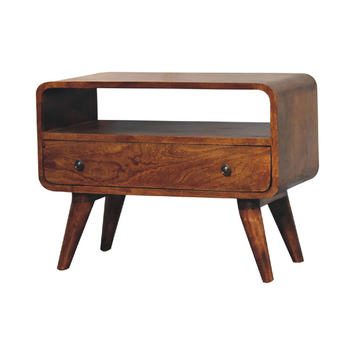 Mini Chestnut Curved Media Unit-Smiddy Furniture