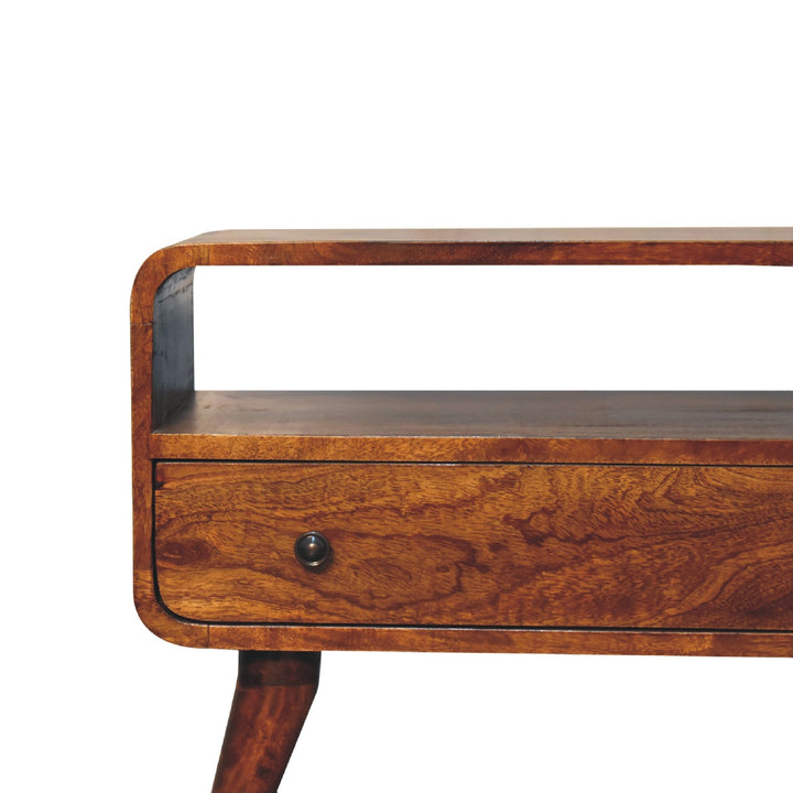 Mini Chestnut Curved Media Unit-Smiddy Furniture