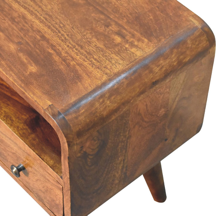 Mini Chestnut Curved Media Unit-Smiddy Furniture