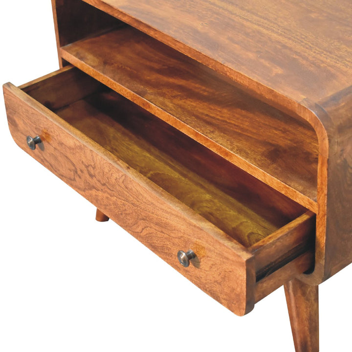Mini Chestnut Curved Media Unit-Smiddy Furniture