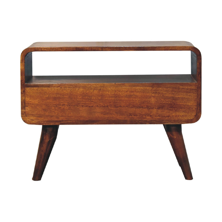 Mini Chestnut Curved Media Unit-Smiddy Furniture