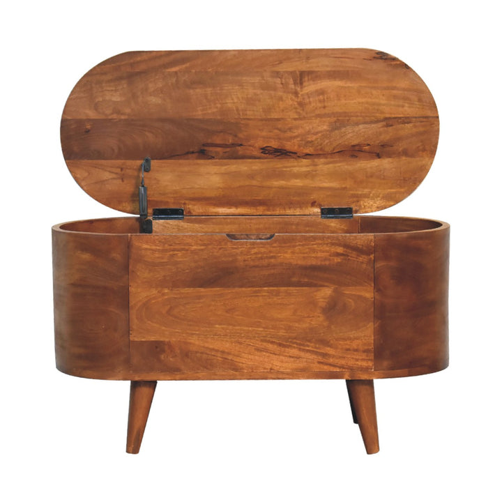 Chestnut Rounded Lid up Blanket Box - Smiddy Furniture