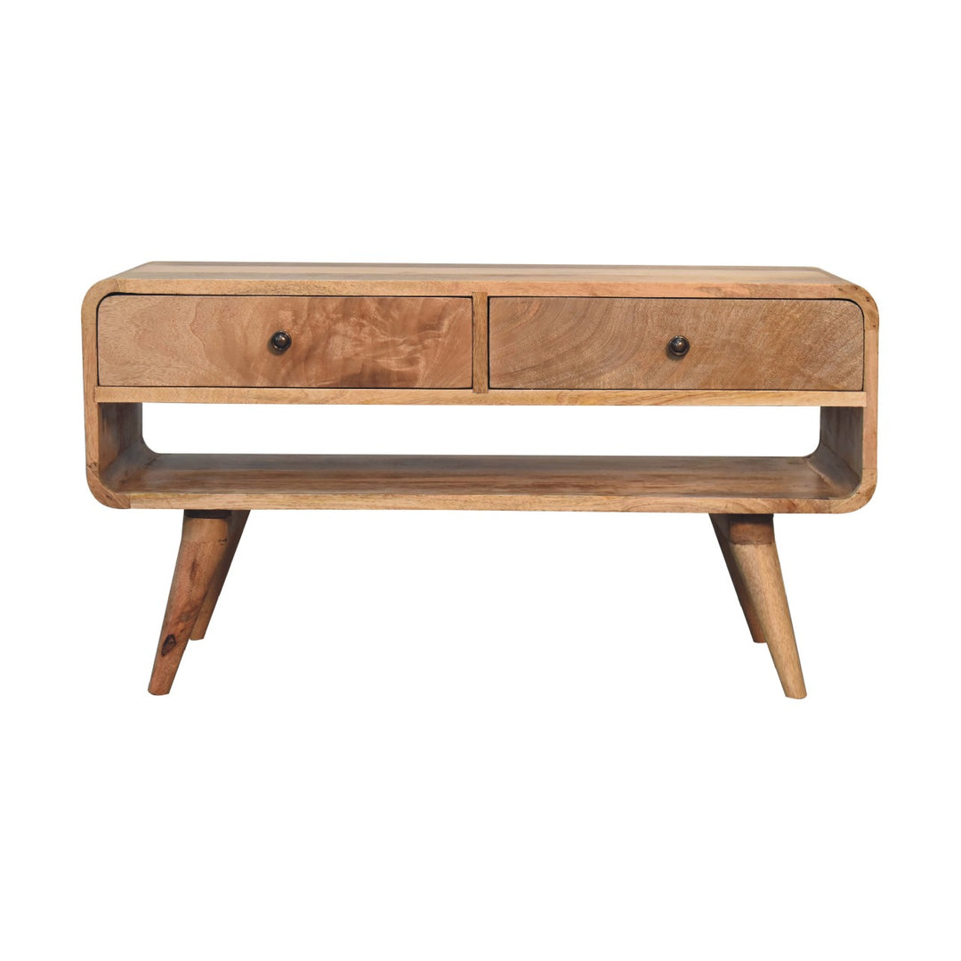 Reverse Curve Oak-ish Media Unit-Smiddy Furniture