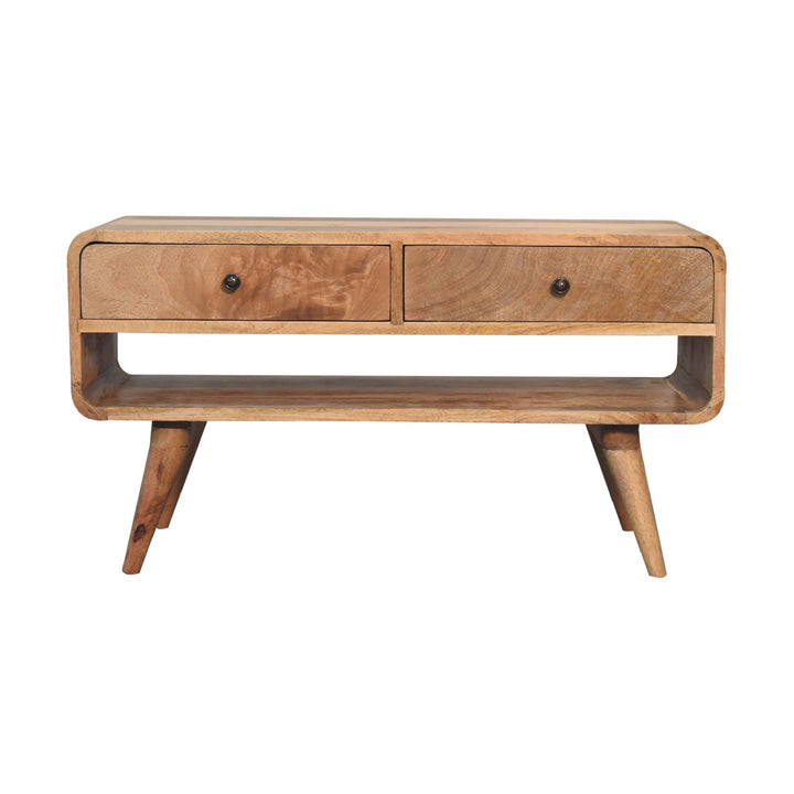 Reverse Curve Oak-ish Media Unit-Smiddy Furniture